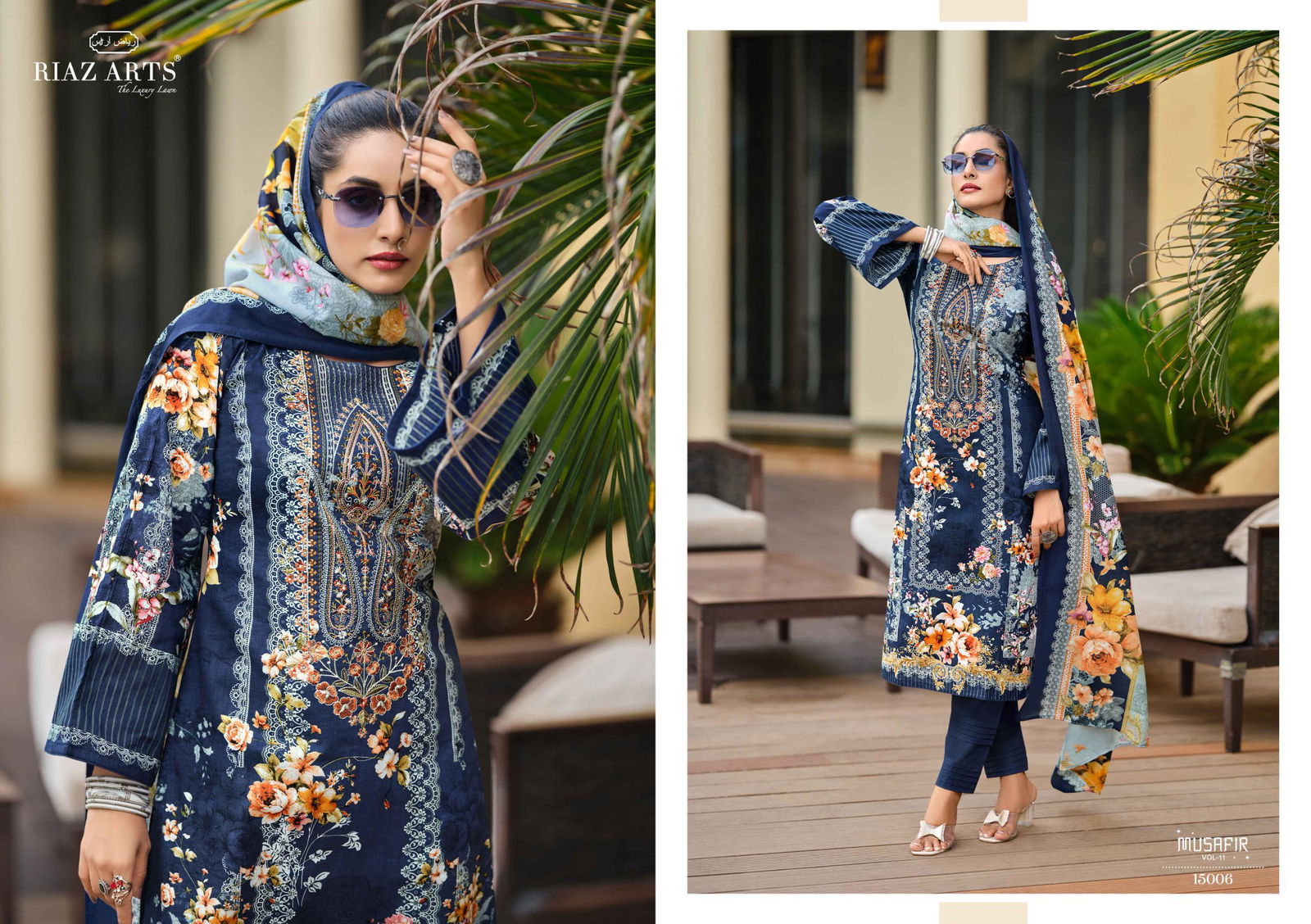 Musafir Vol 11 By Riaz Arts Lawn Digital Printed Dress Material Wholesale Online
